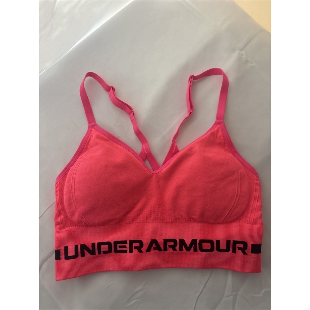 Under Armour Womens Seamless Compression Sports Bra Hot Pink Small